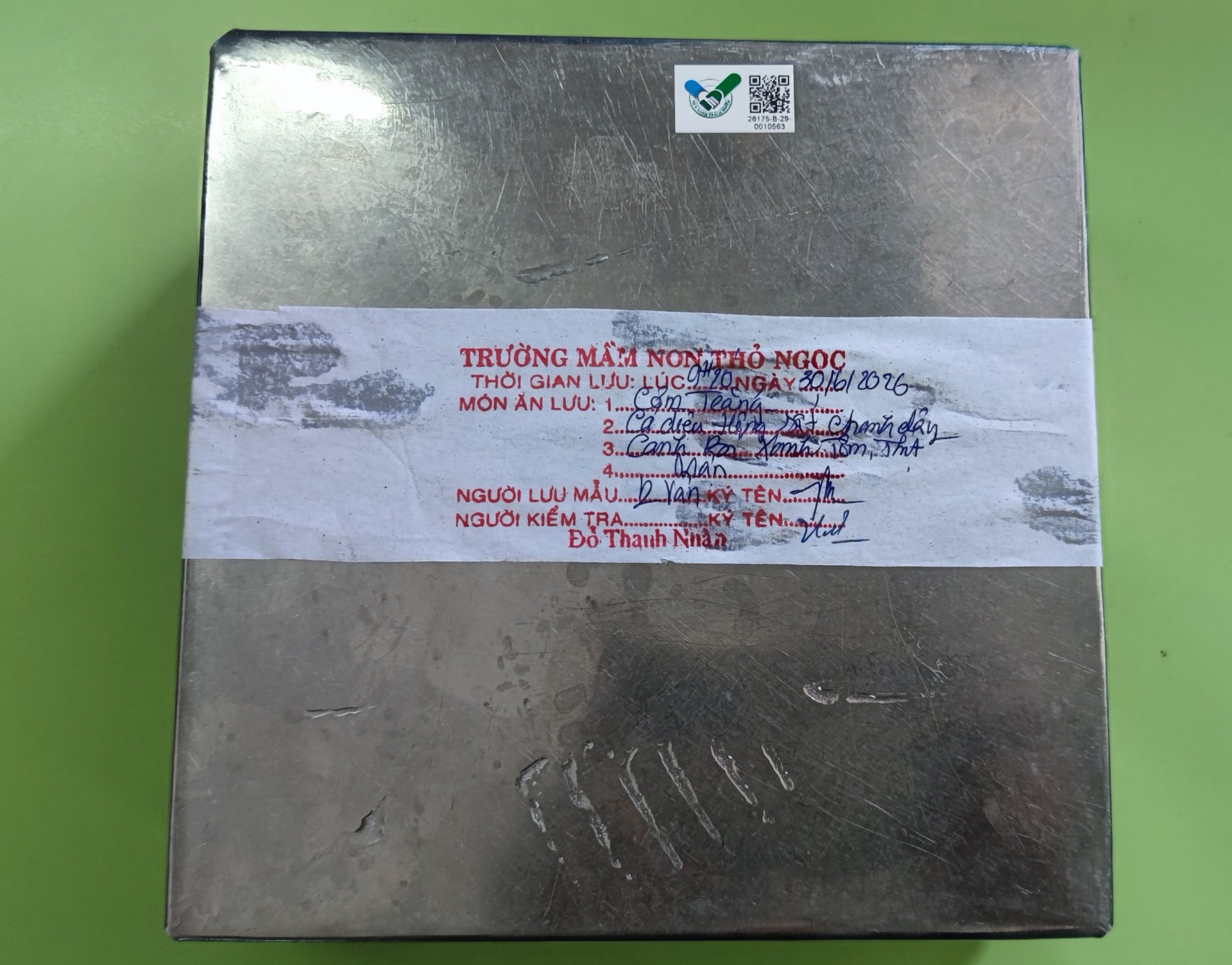 Preserved meal sample