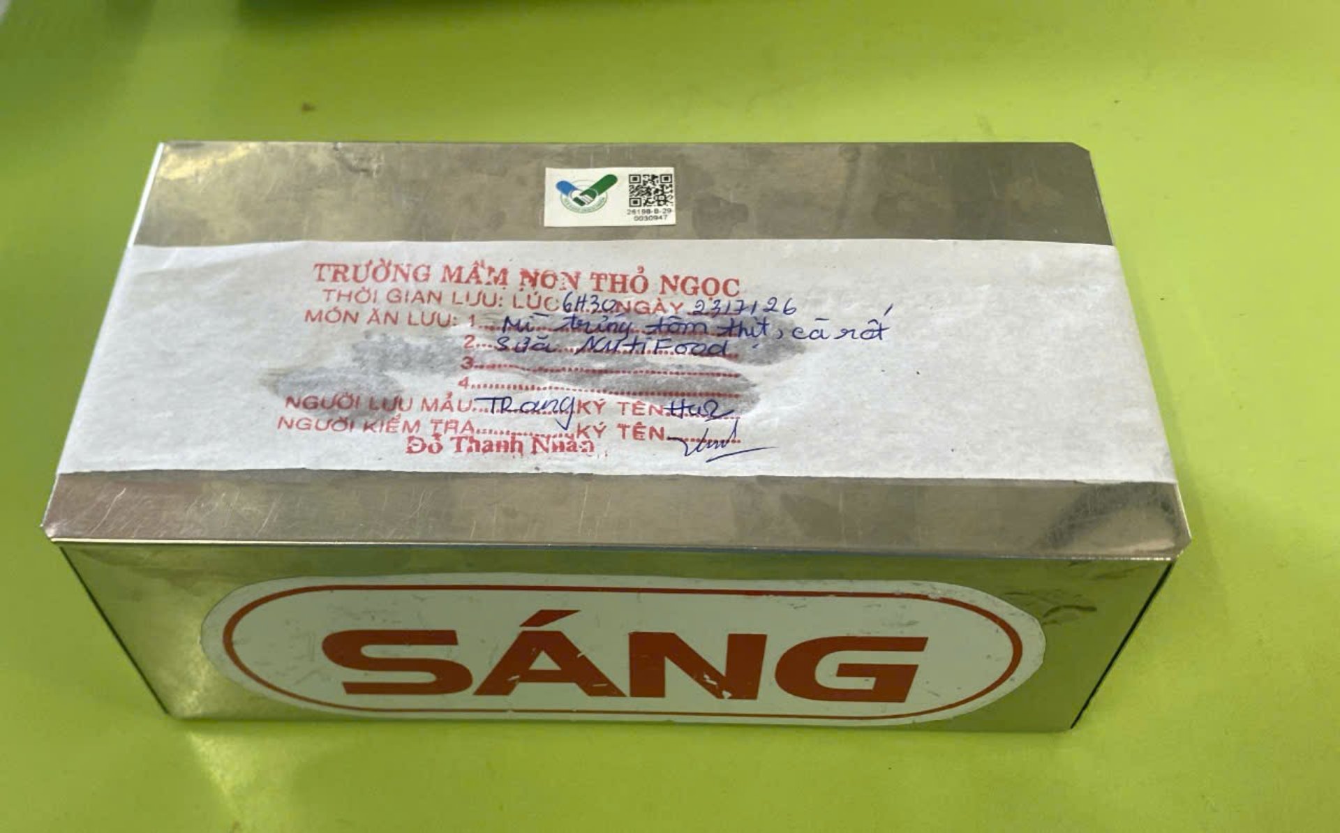 Preserved meal sample