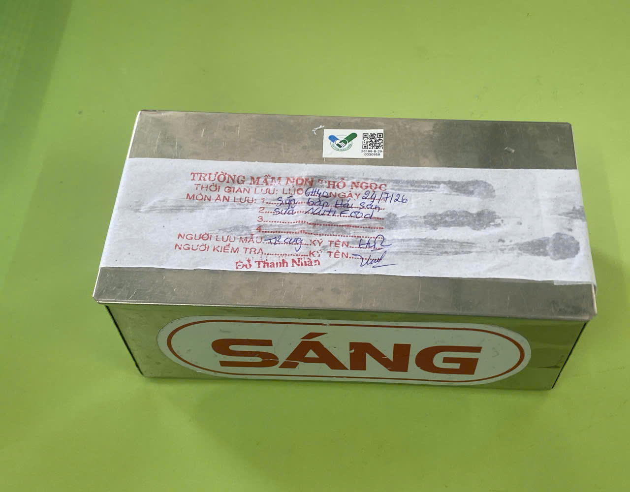 Preserved meal sample