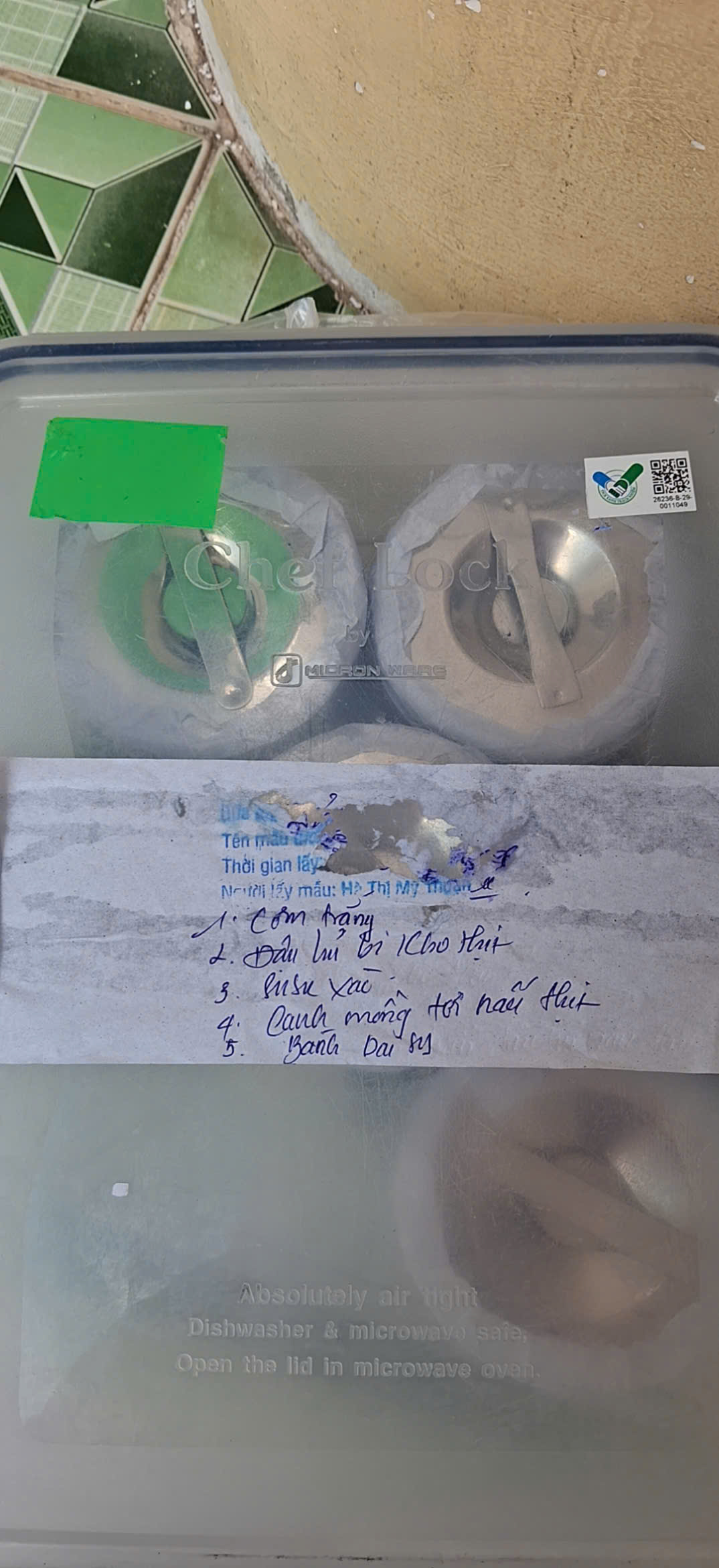 Preserved meal sample