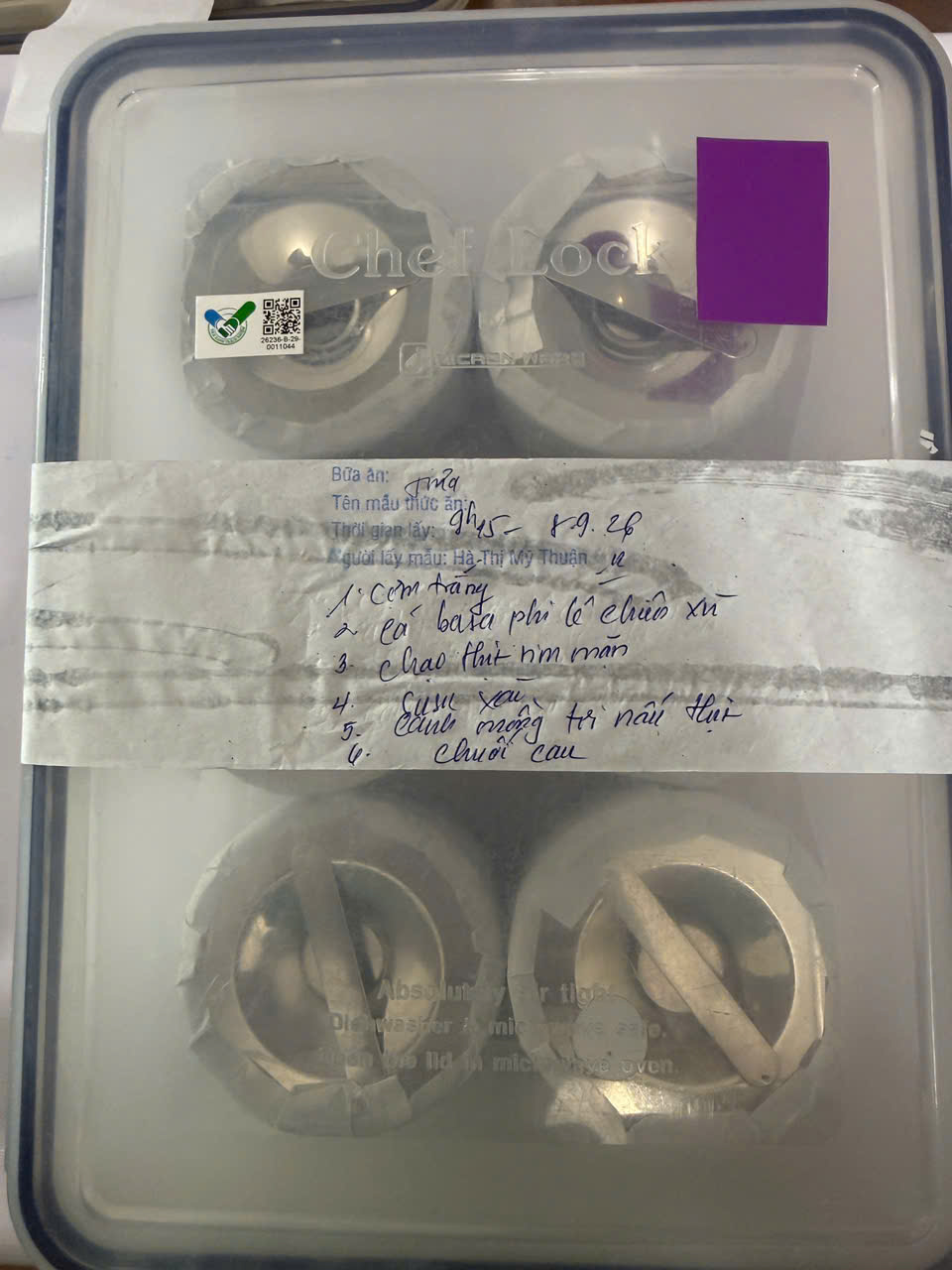 Preserved meal sample