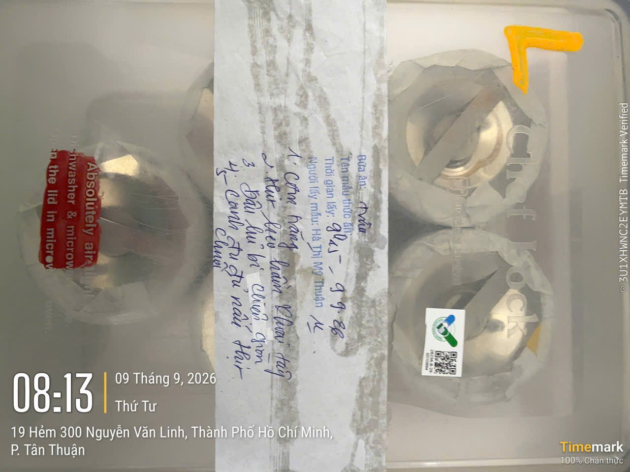 Preserved meal sample