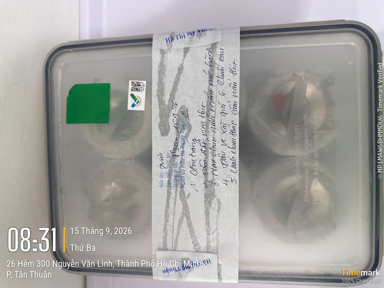 Preserved meal sample