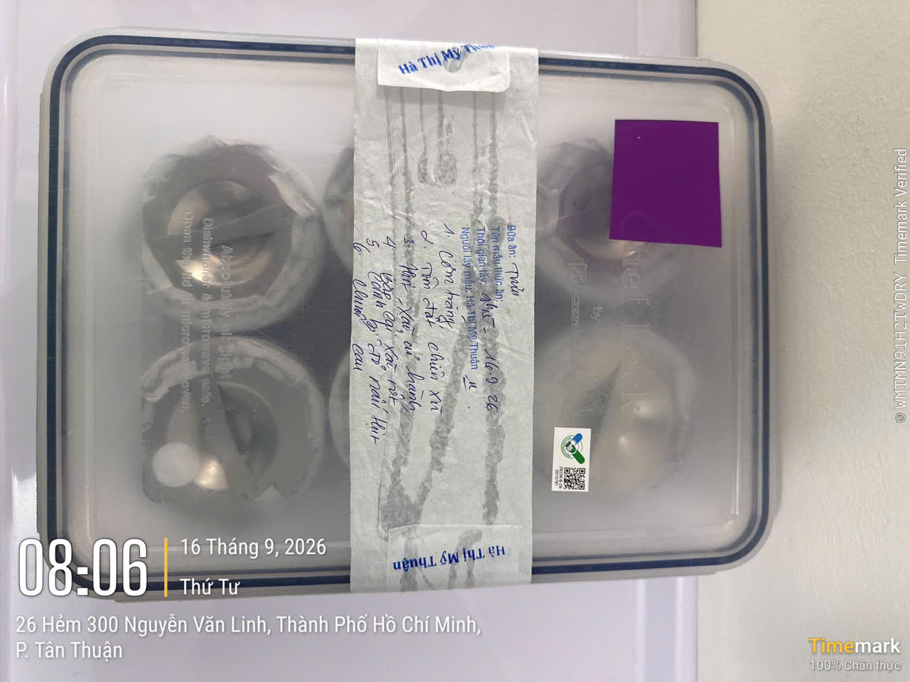 Preserved meal sample