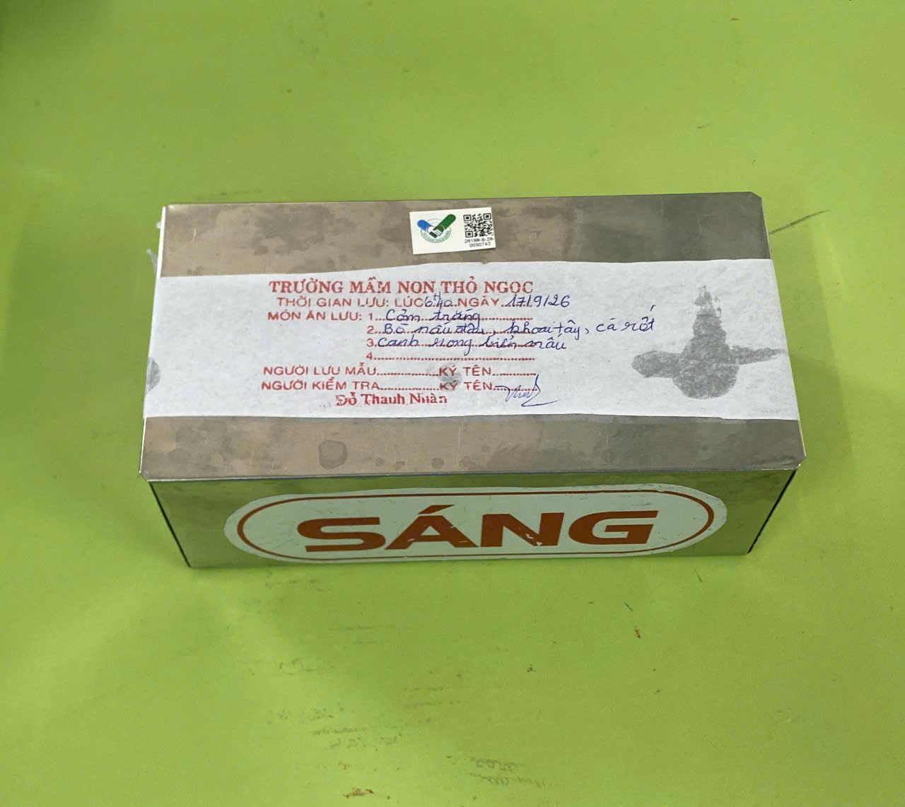 Preserved meal sample
