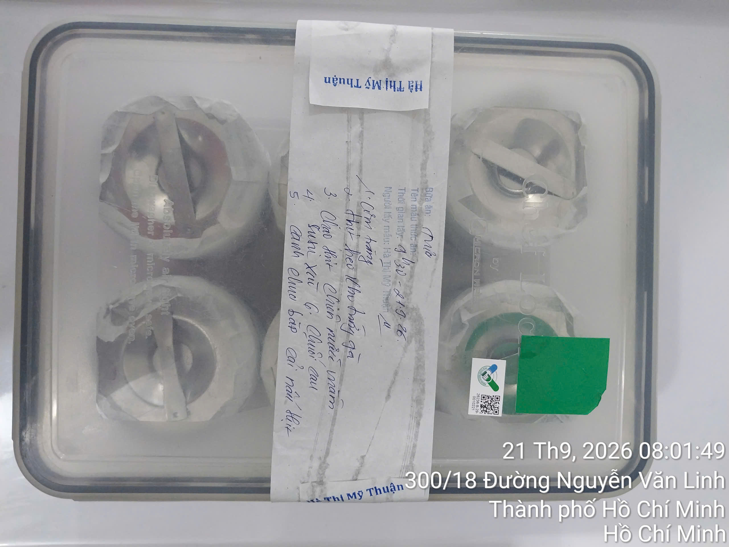 Preserved meal sample