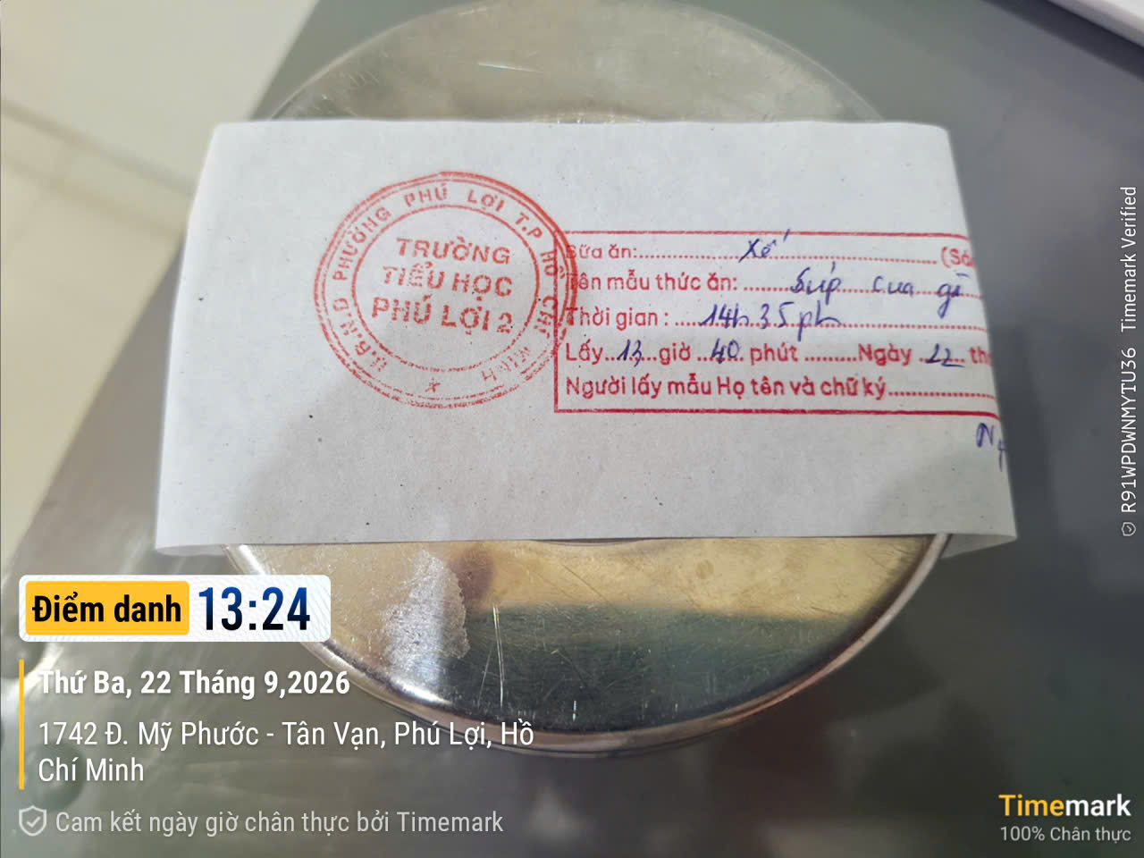 Preserved meal sample