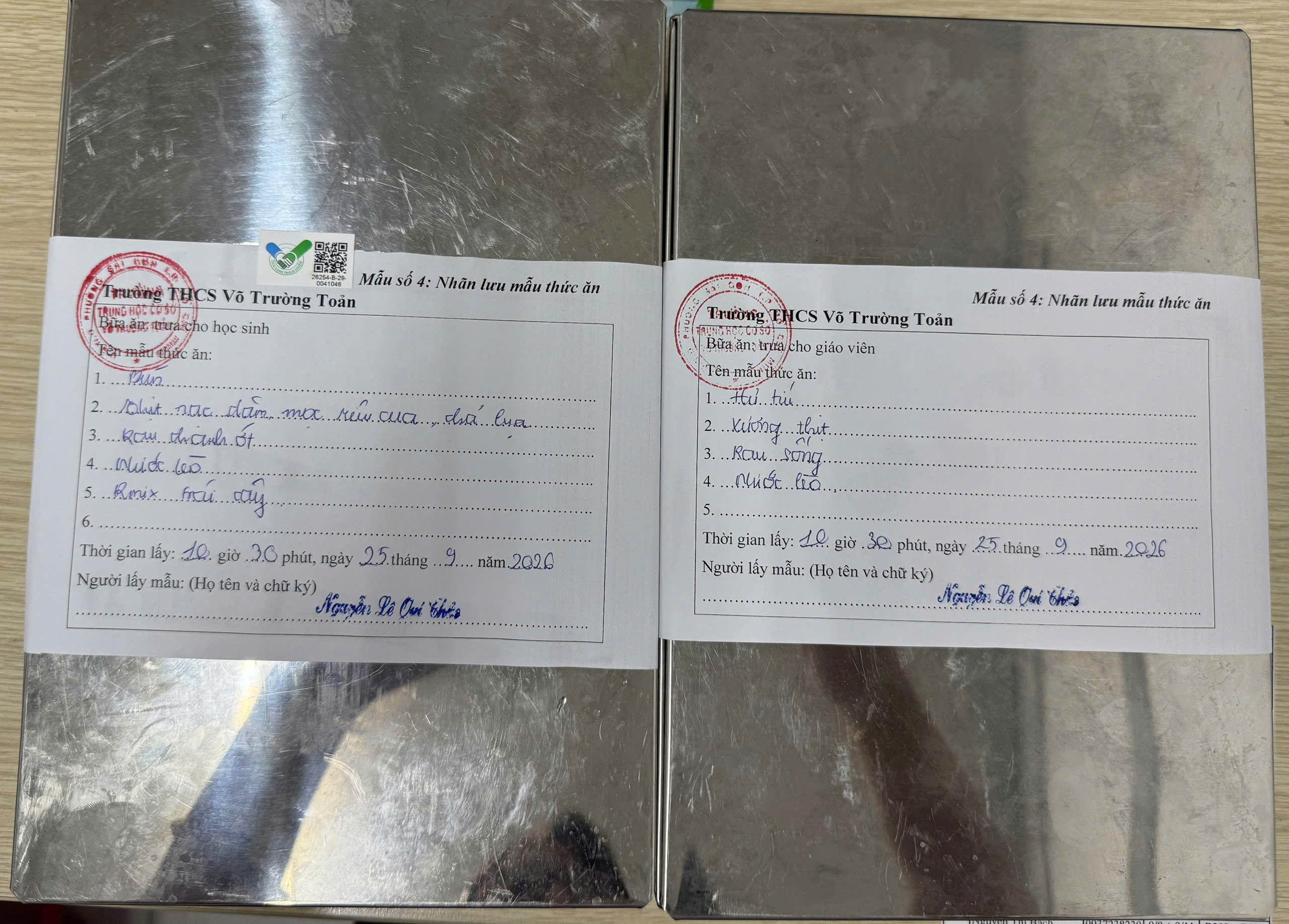 Preserved meal sample