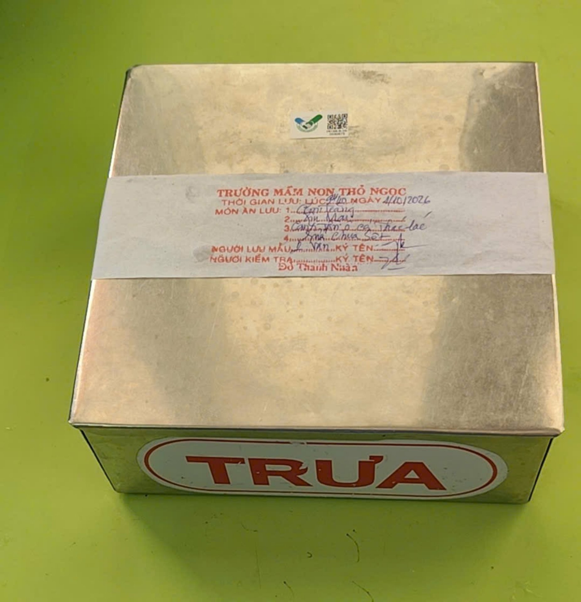 Preserved meal sample