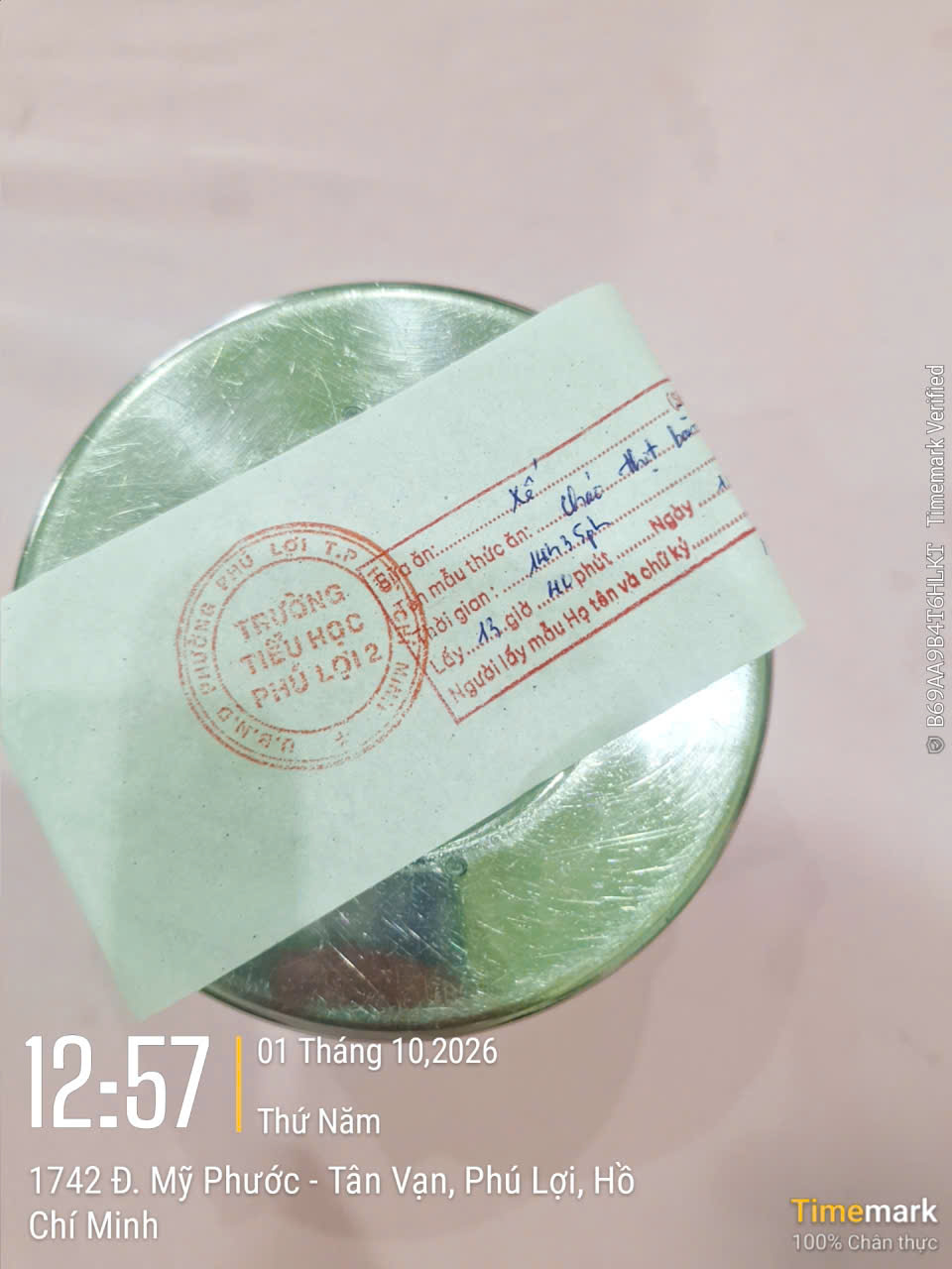 Preserved meal sample