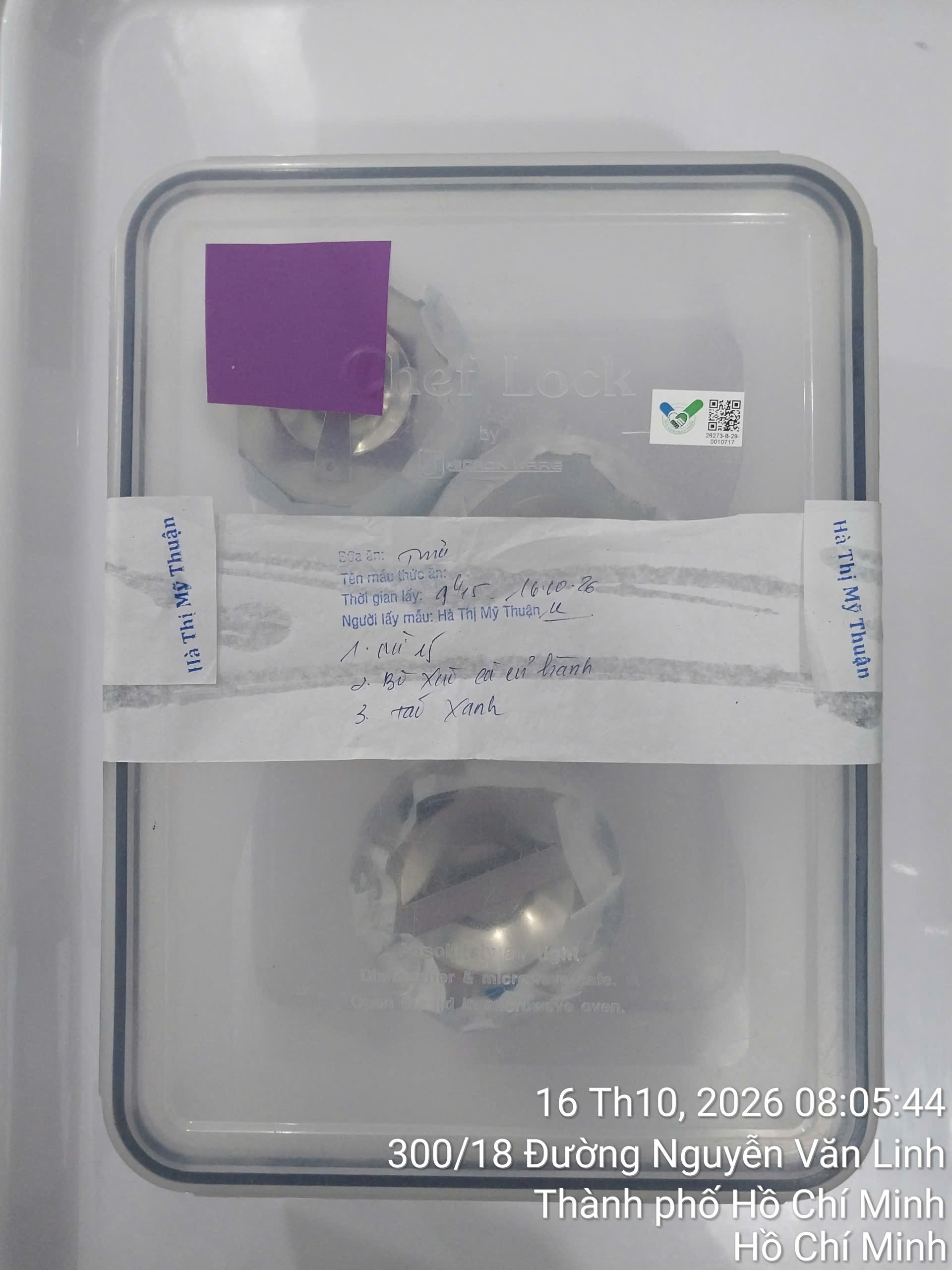 Preserved meal sample