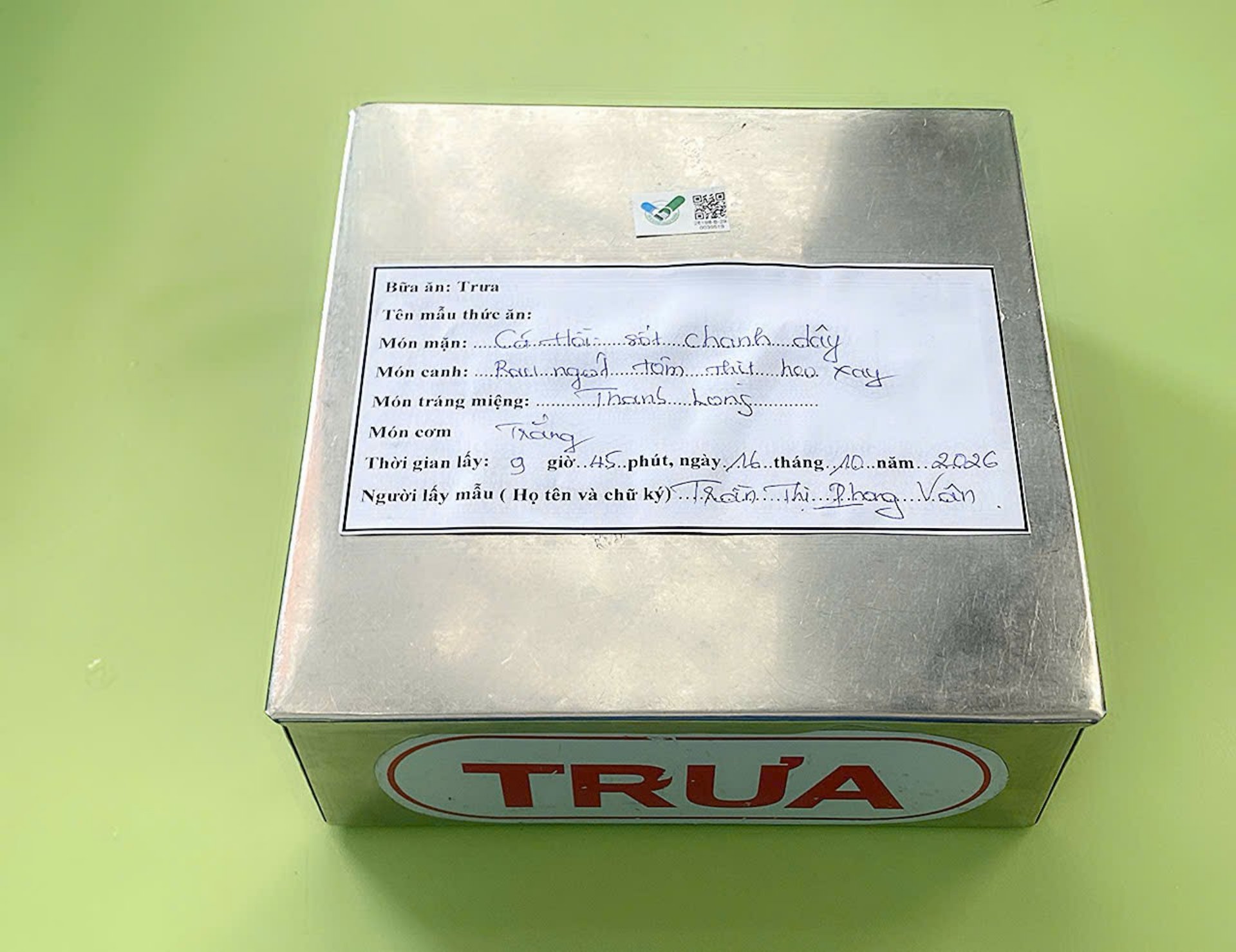 Preserved meal sample
