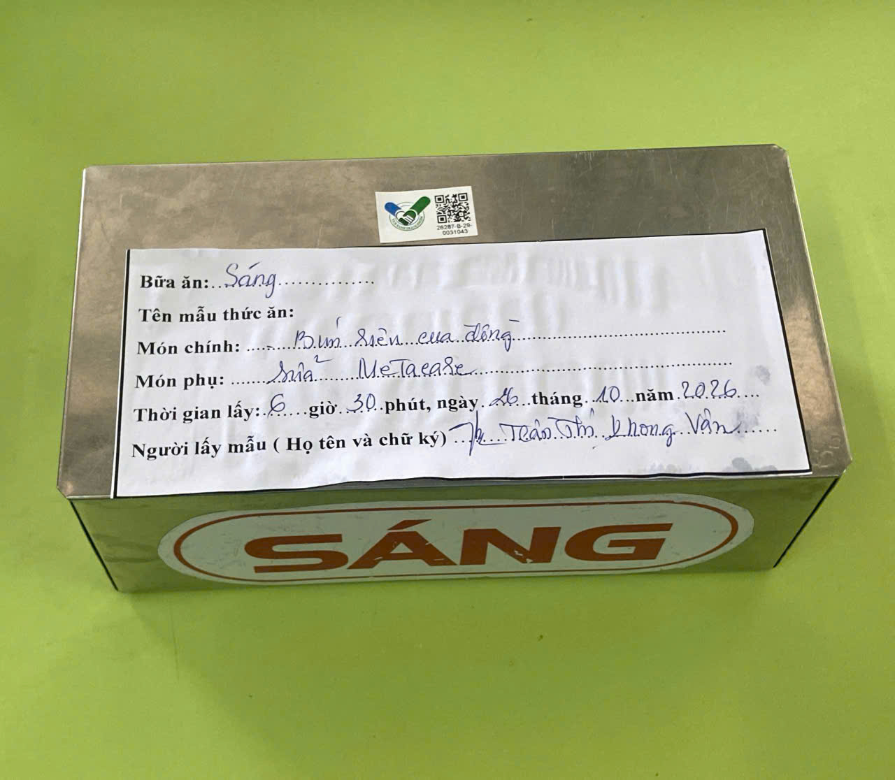 Preserved meal sample