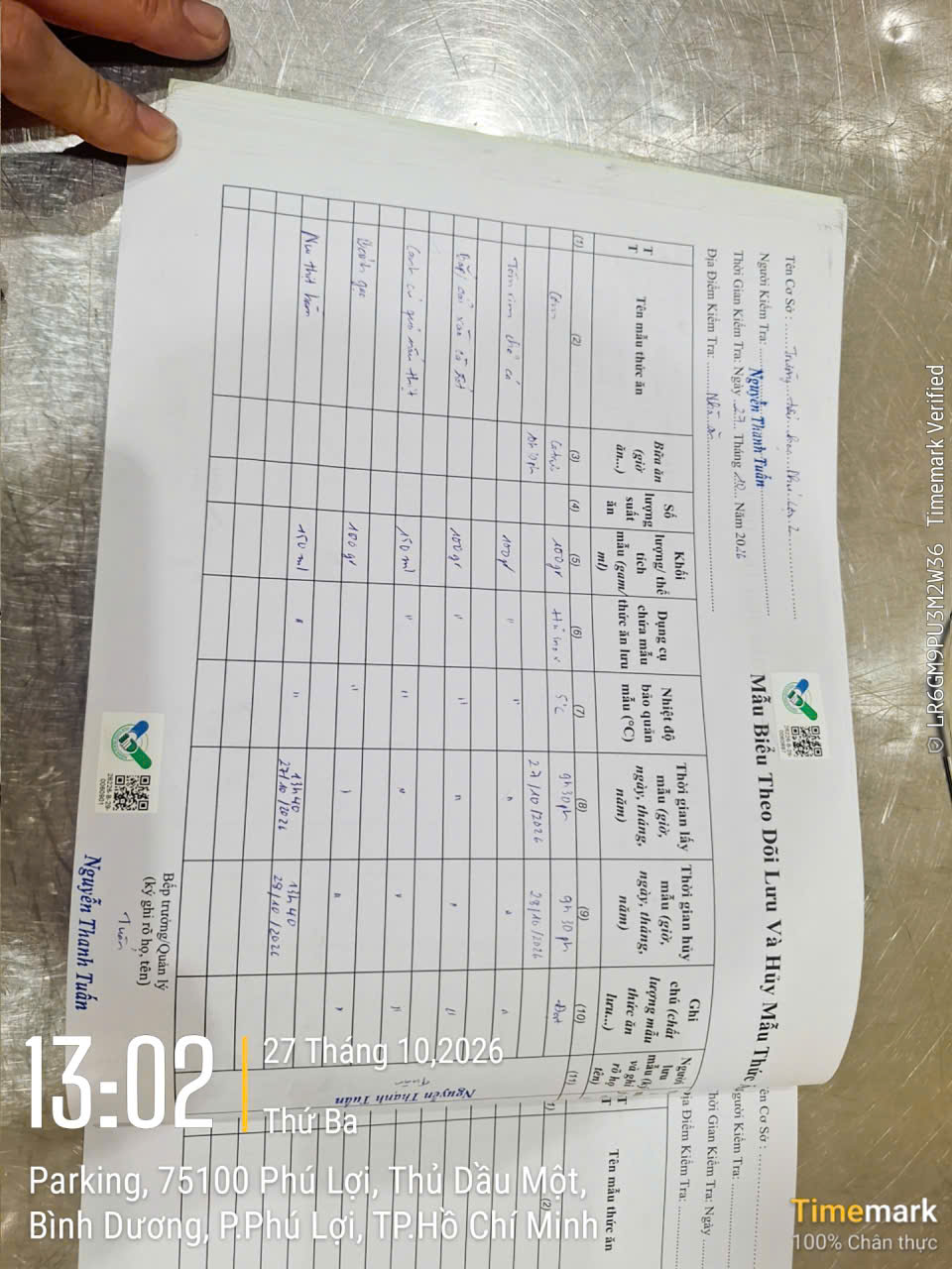 Preserved meal sample